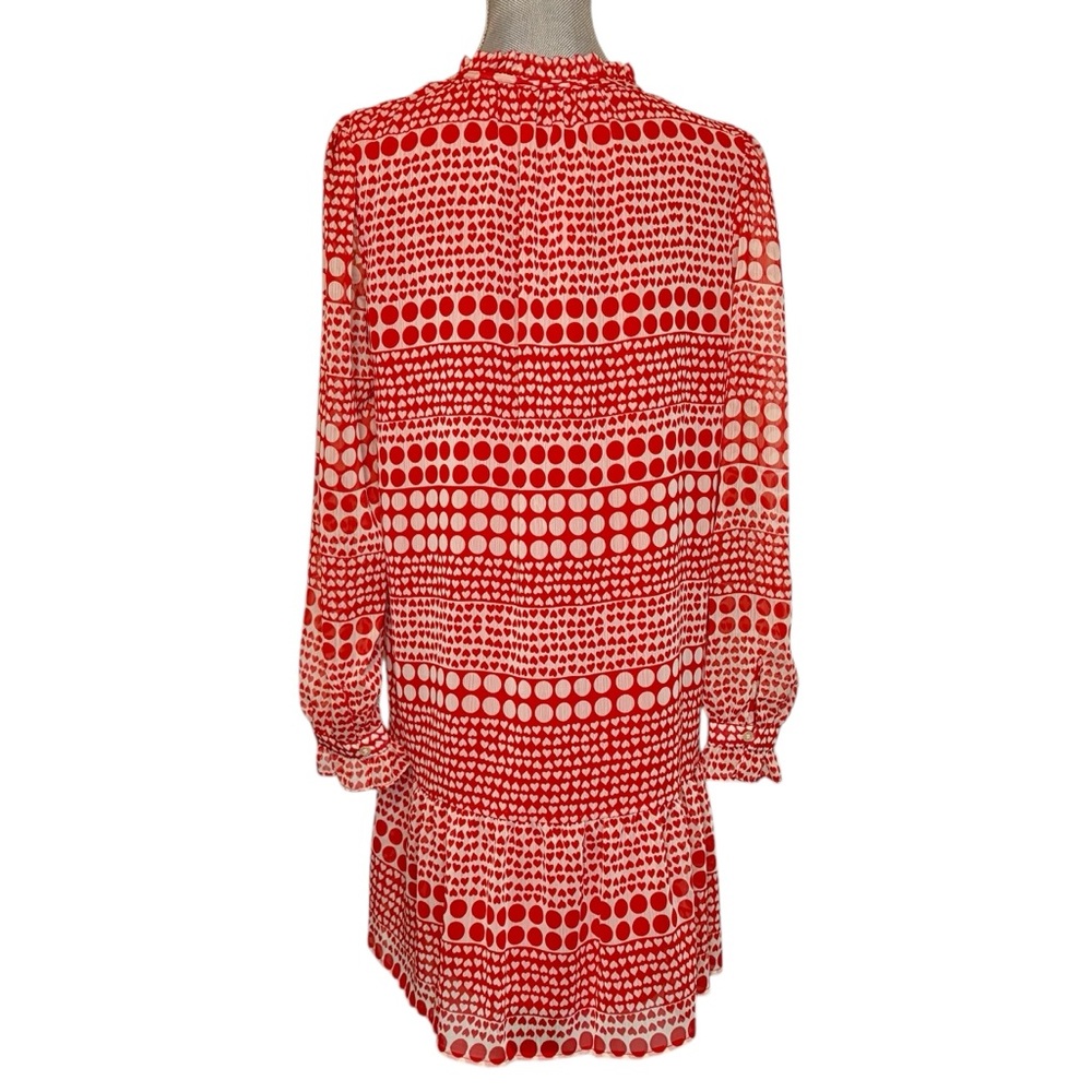 ❤️ NWT LOFT Red & White Heart Print Boho Dress - Long Sleeve ❤️ - Picture 2 of 7